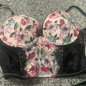 Victorias Secret Floral Lace Women's Corset Style Bra - Multicolor